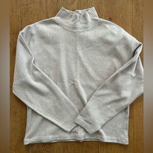 Eddie Bauer Long Sleeve Ribbed Knit Top Mock Neck 100% Cotton Size M